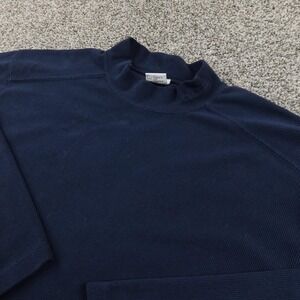 Columbia Pullover Mens L Blue Mock Neck Fleece Sweatshirt Sweater Waffle Knit